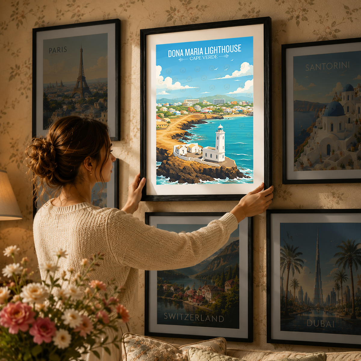 Dona Maria Lighthouse - Cape Verde - Travel Art Print Wall Deco Poster