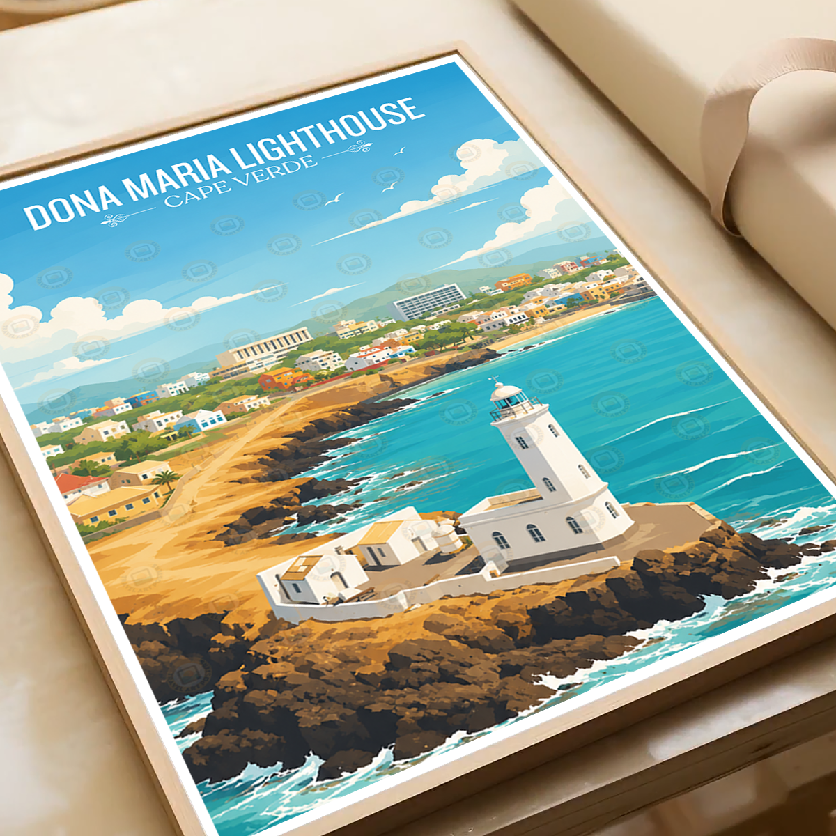 Dona Maria Lighthouse - Cape Verde - Travel Art Print Wall Deco Poster