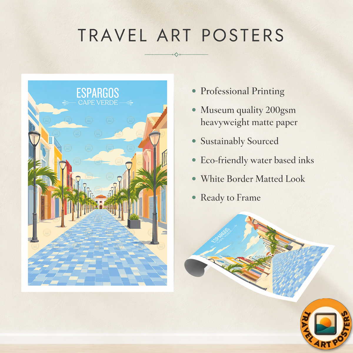 Espargos - Cape Verde - Travel Art Print Wall Deco Poster