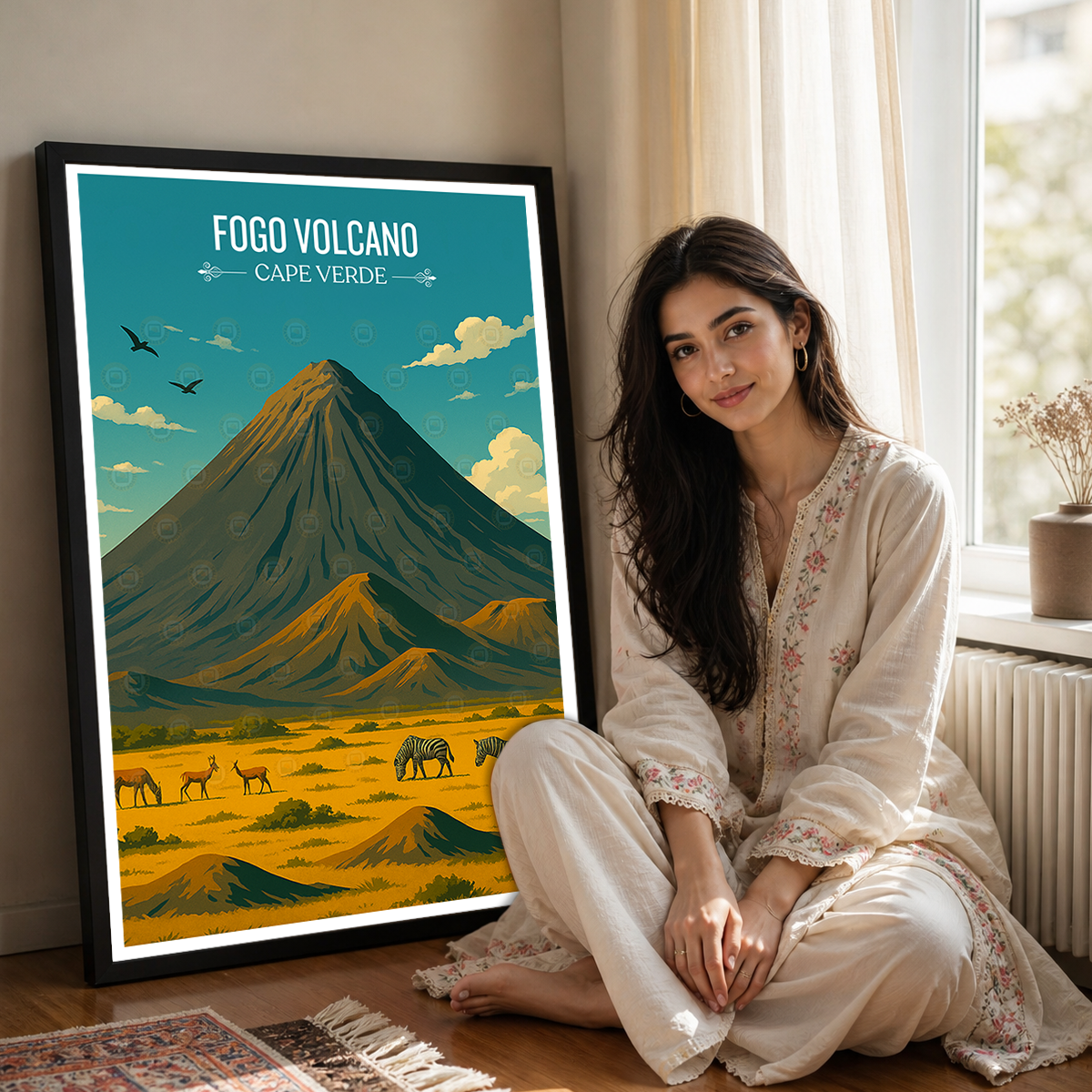 Fogo Volcano - Cape Verde - Travel Art Print Wall Deco Poster