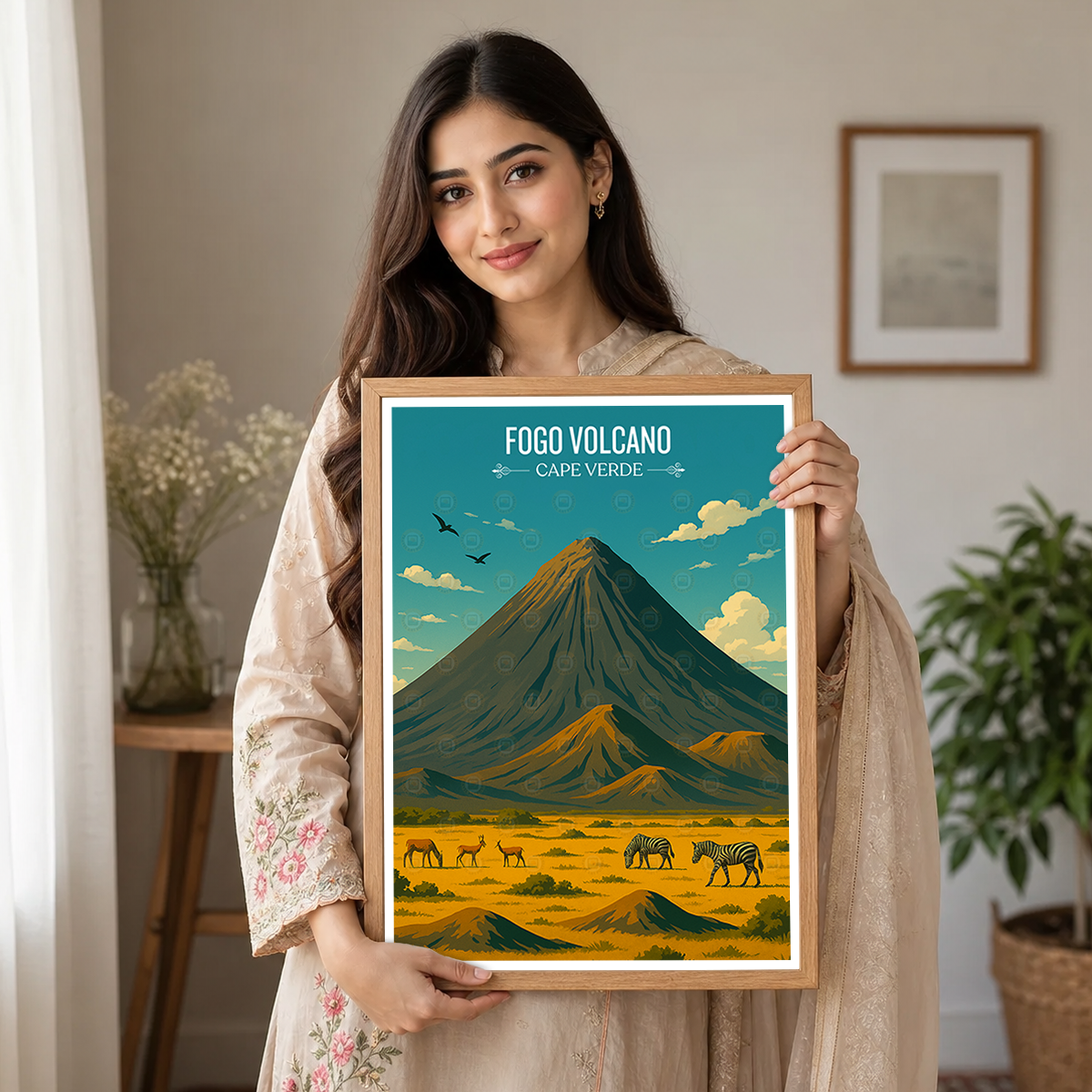 Fogo Volcano - Cape Verde - Travel Art Print Wall Deco Poster