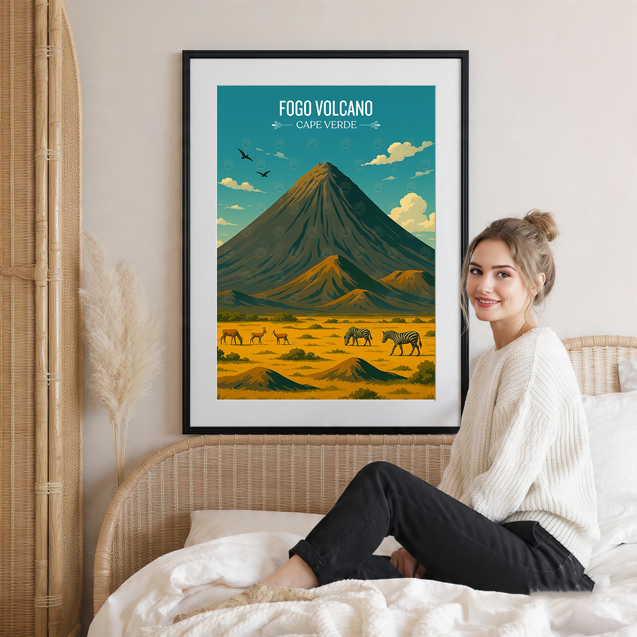 Fogo Volcano - Cape Verde - Travel Art Print Wall Deco Poster