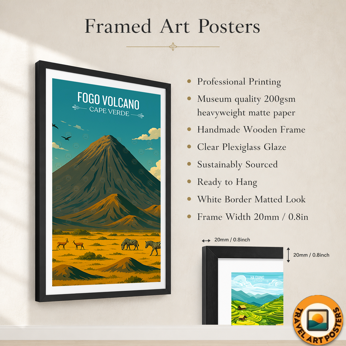 Fogo Volcano - Cape Verde - Travel Art Print Wall Deco Poster