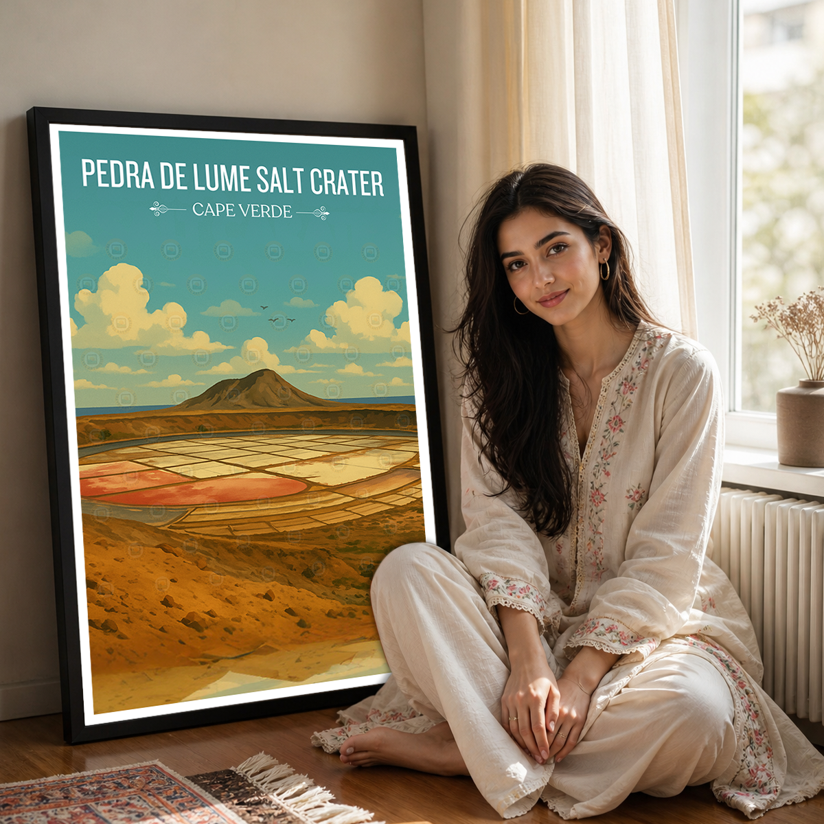 Pedra de Lume Salt Crater - Cape Verde - Travel Art Print Wall Deco Poster