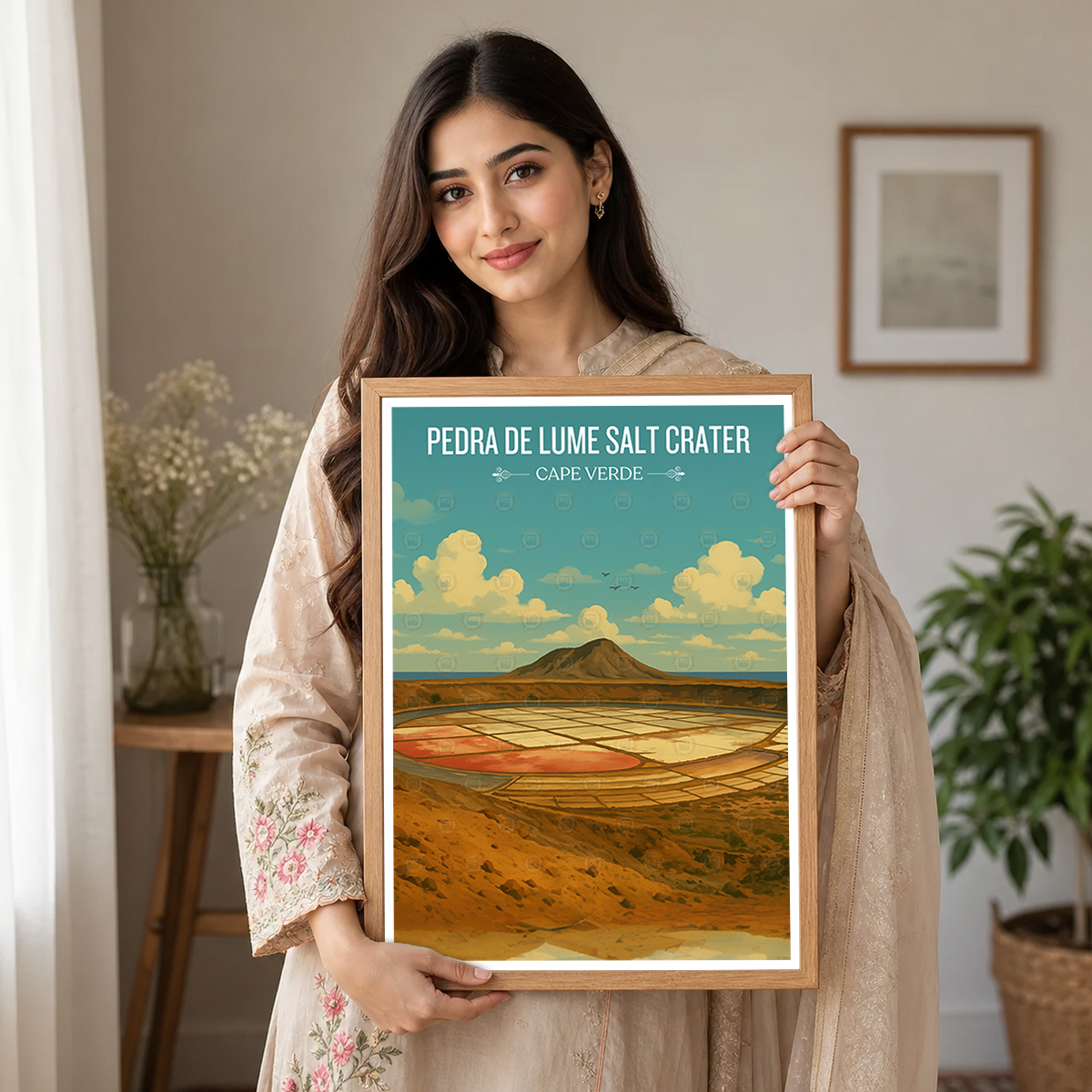Pedra de Lume Salt Crater - Cape Verde - Travel Art Print Wall Deco Poster