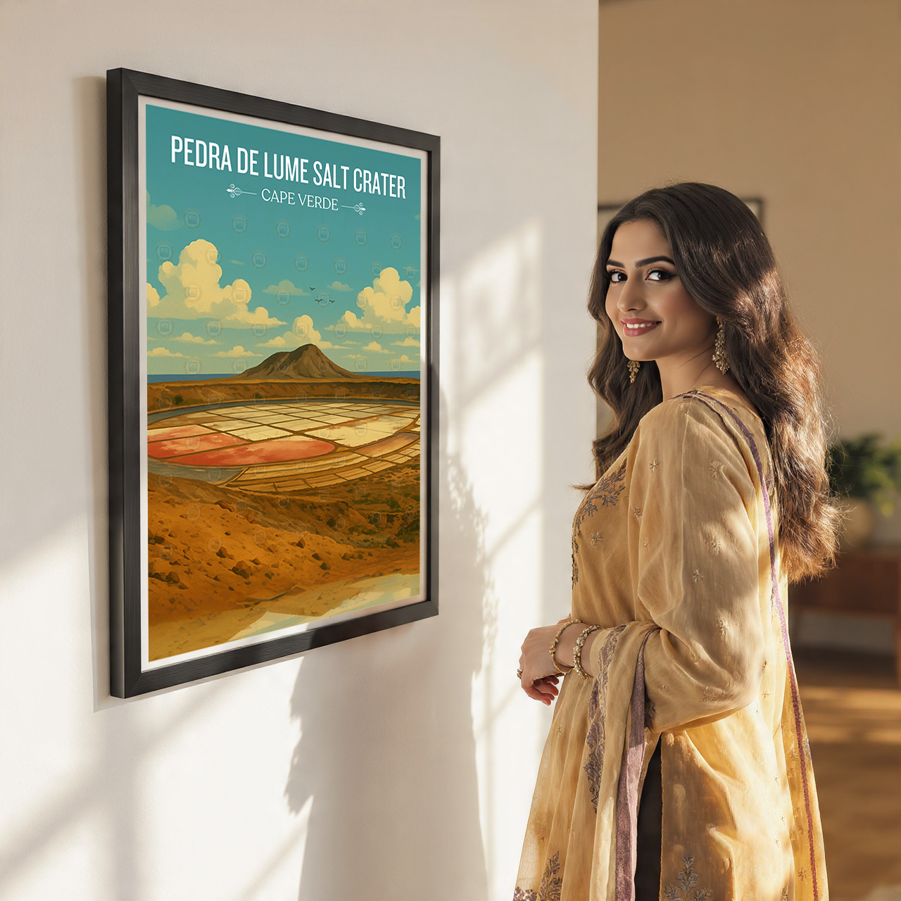 Pedra de Lume Salt Crater - Cape Verde - Travel Art Print Wall Deco Poster
