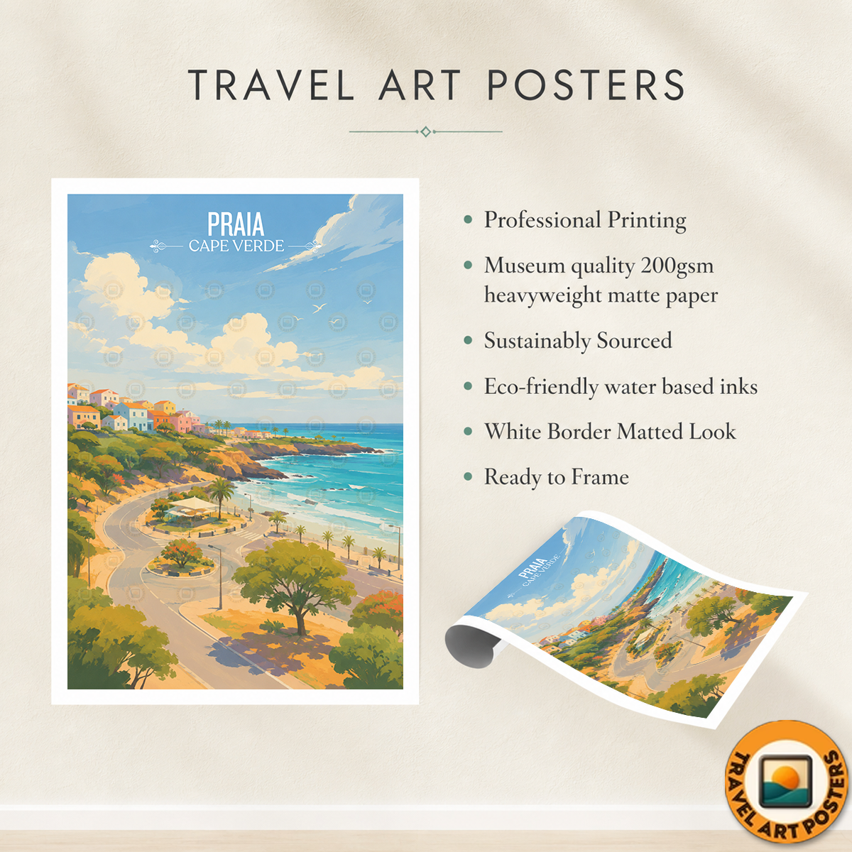Praia - Cape Verde - Travel Art Print Wall Deco Poster