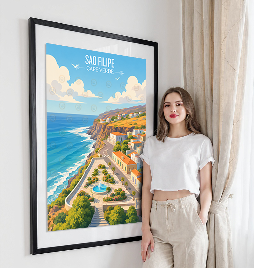 Sao Filipe - Cape Verde - Travel Art Print Wall Deco Poster