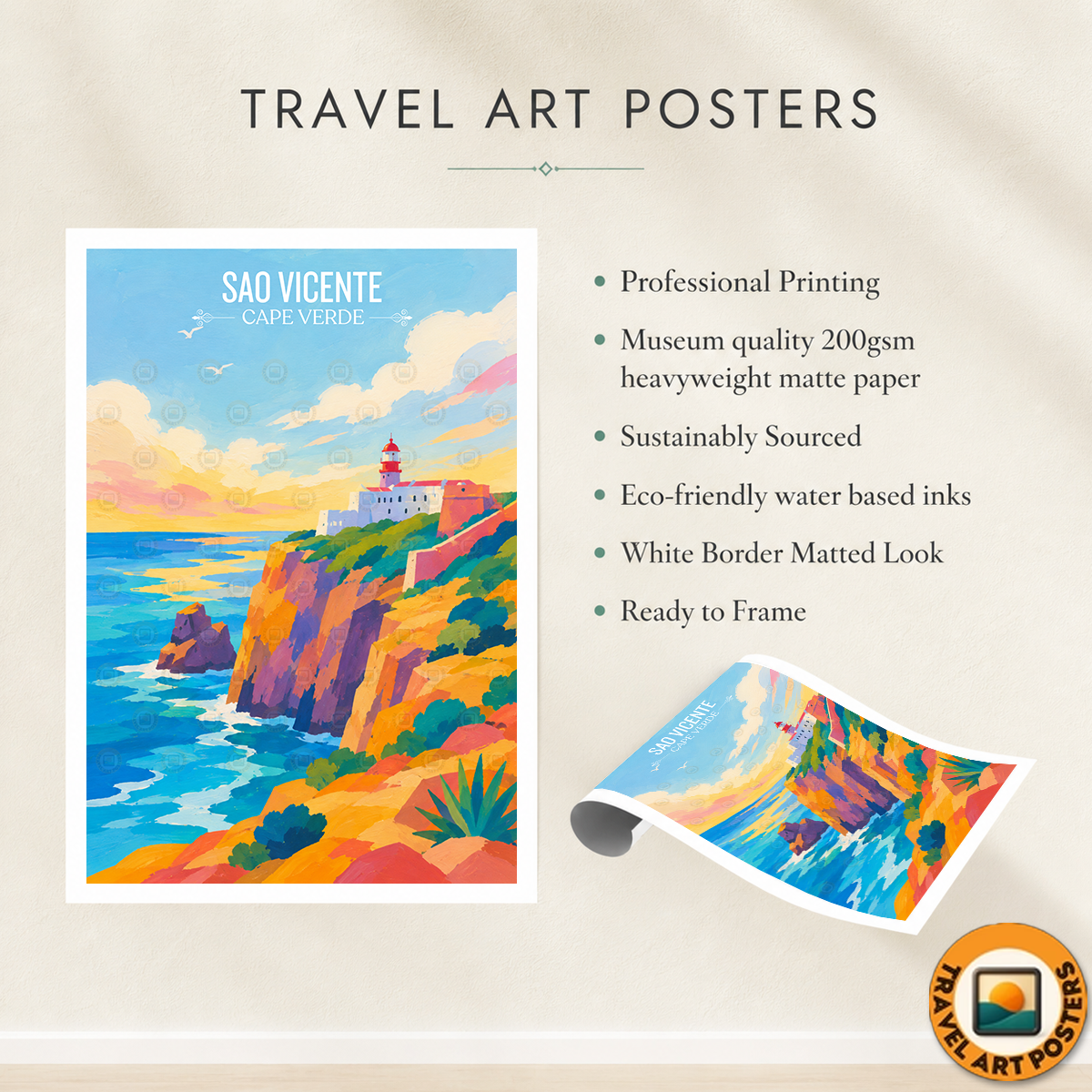 Sao Vicente - Cape Verde - Travel Art Print Wall Deco Poster