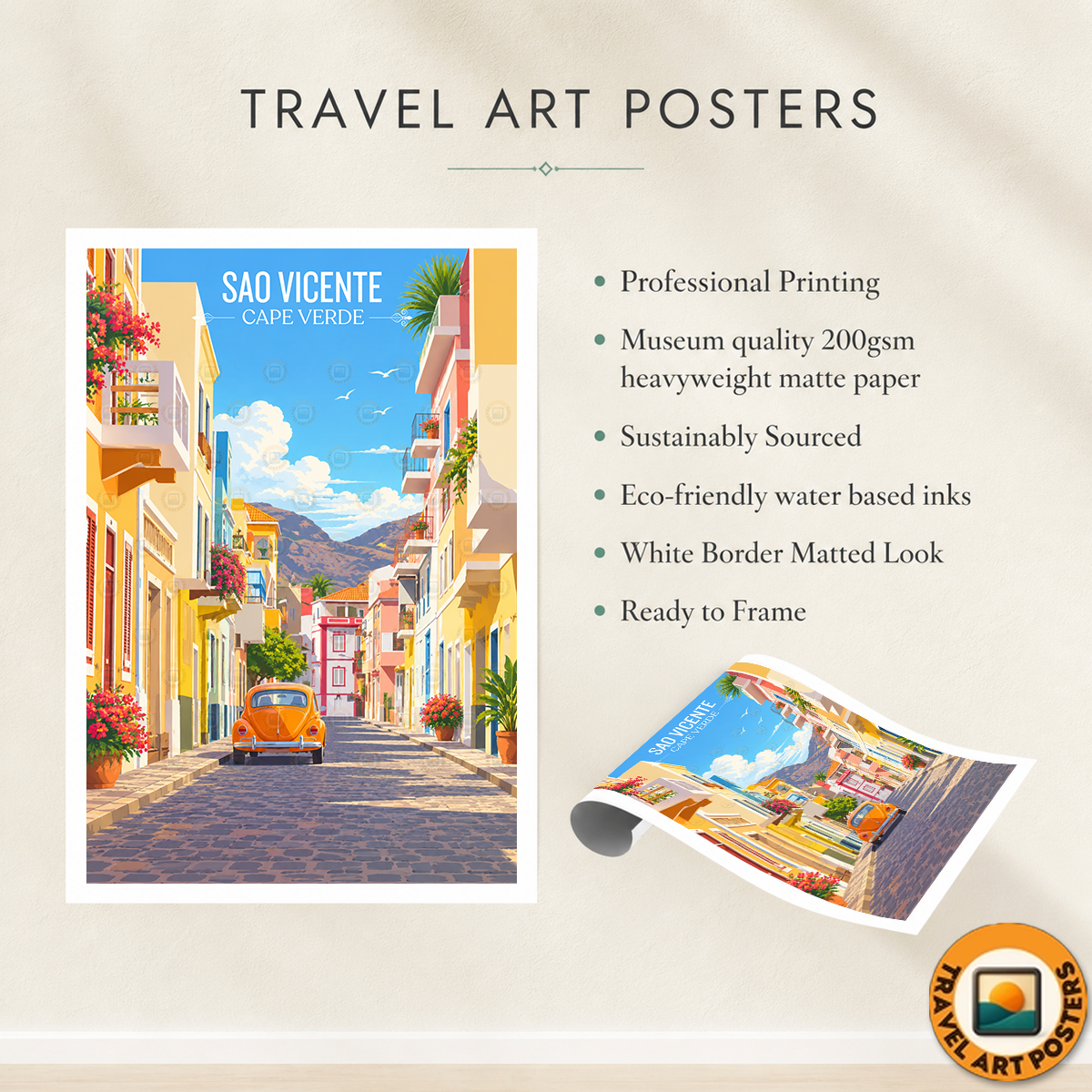 Sao Vicente - Cape Verde - Travel Art Print Wall Deco Poster