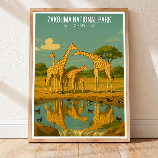 Zakouma National Park travel poster – artwork presentation view 1