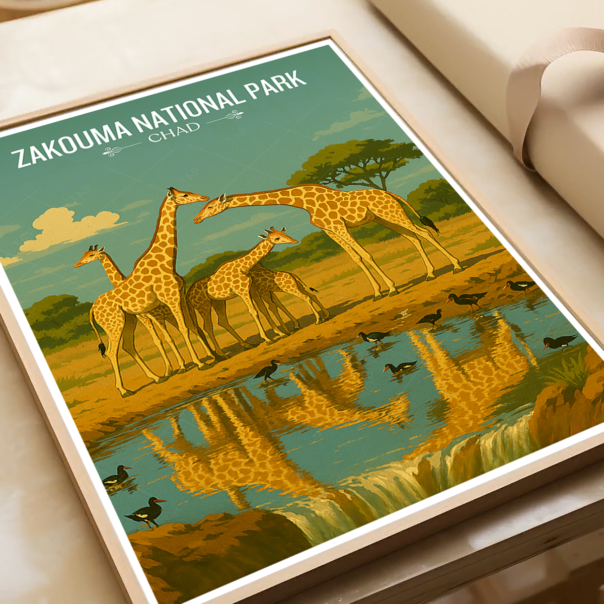 Zakouma National Park travel poster – artwork presentation view 2