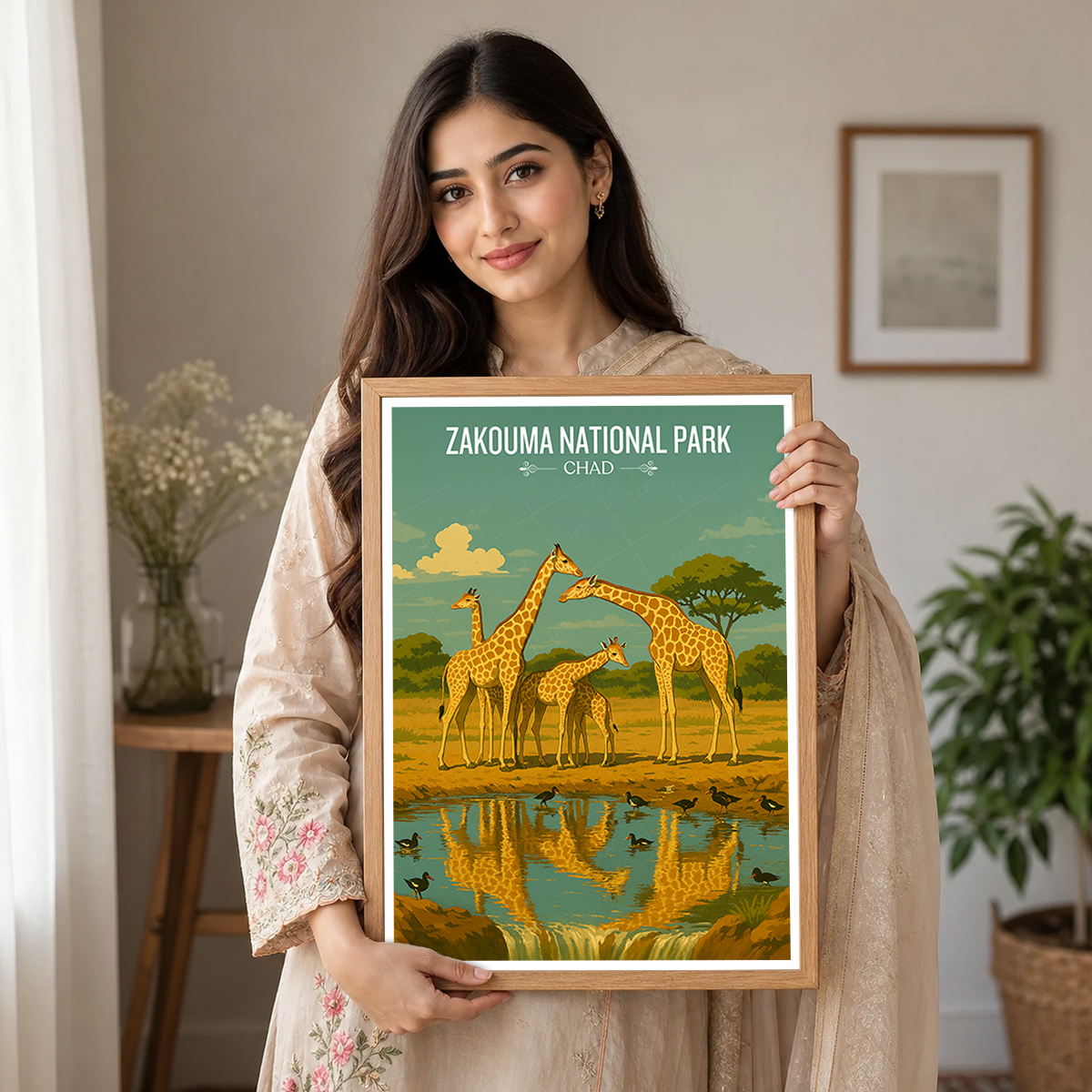 Zakouma National Park travel poster – artwork presentation view 8
