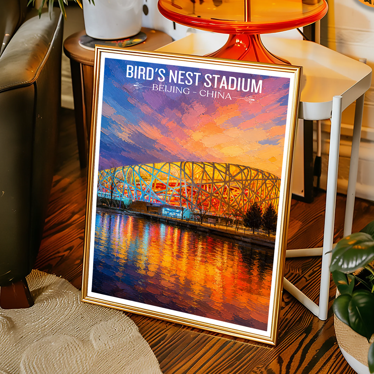 Bird's Nest Stadium - Beijing - China - Travel Wall Art Print - Art Print - Travel Art Poster