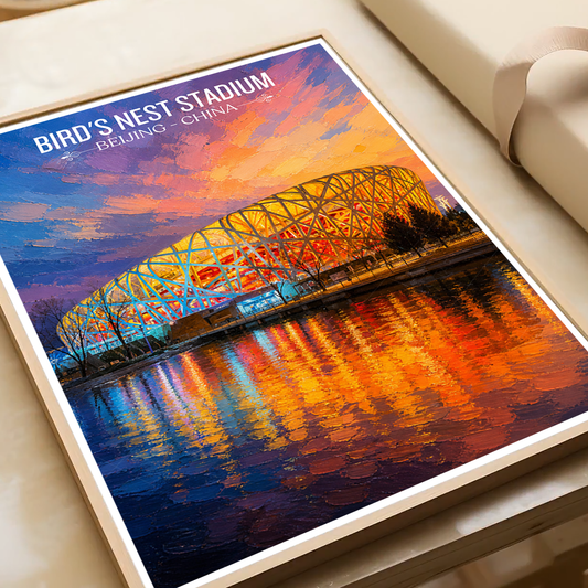Bird's Nest Stadium - Beijing - China - Travel Wall Art Print - Art Print - Travel Art Poster