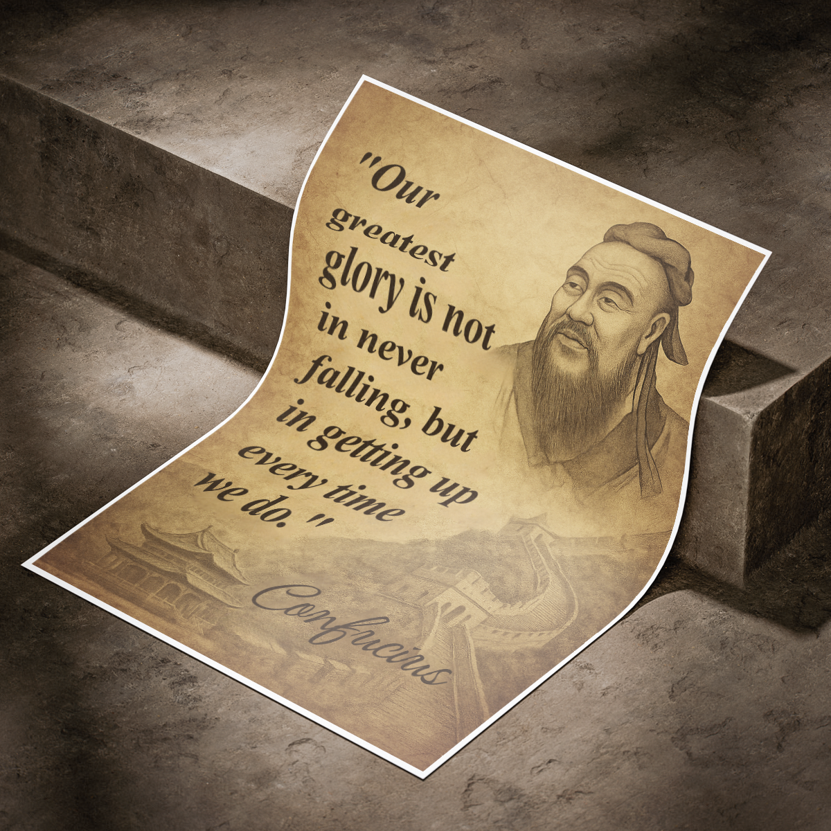 Our Greatest Glory is Not - Confucius - Travel Wall Art Print - Art Print - Travel Art Poster