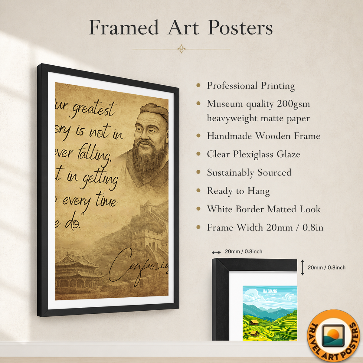 Our Greatest Glory - Confucius - Travel Wall Art Print - Art Print - Travel Art Poster