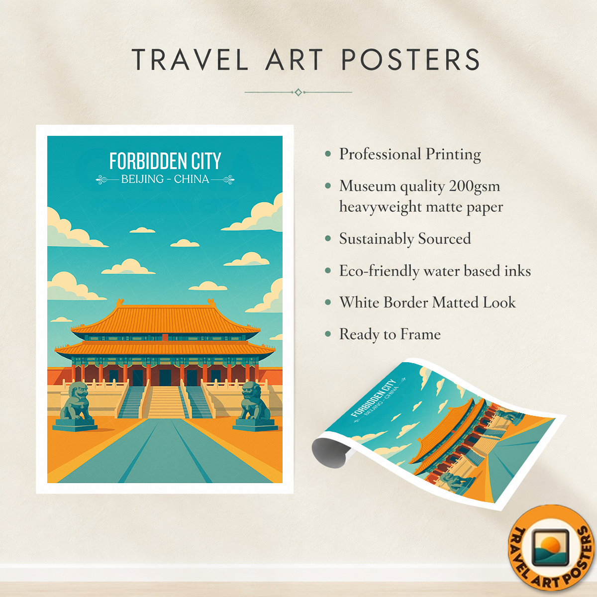 Forbidden City - China - Travel Wall Art Print Home Deco Poster