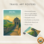Great Wall Long Wall - Beijing - China - Travel Wall Art Print - Art Print - Travel Art Poster