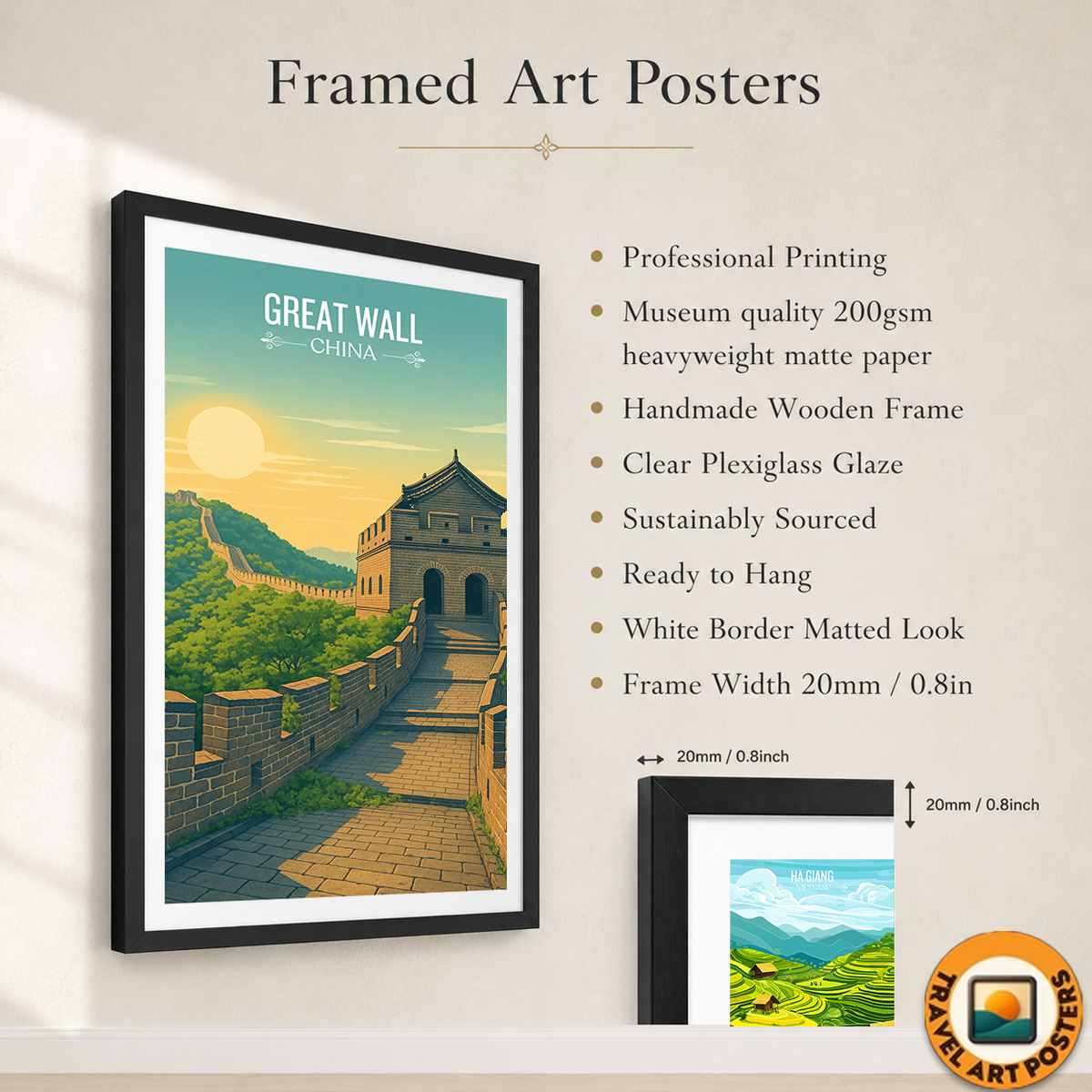 Great Wall Long Wall - Beijing - China - Travel Wall Art Print - Art Print - Travel Art Poster