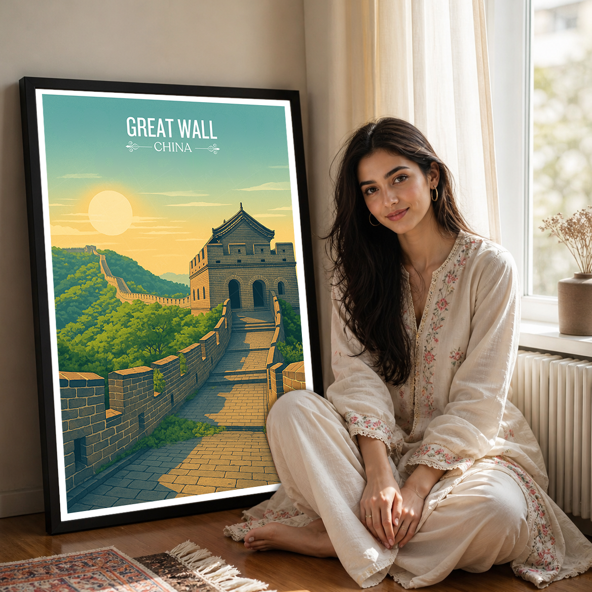 Great Wall Long Wall - Beijing - China - Travel Wall Art Print - Art Print - Travel Art Poster