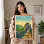 Great Wall Long Wall - Beijing - China - Travel Wall Art Print - Art Print - Travel Art Poster