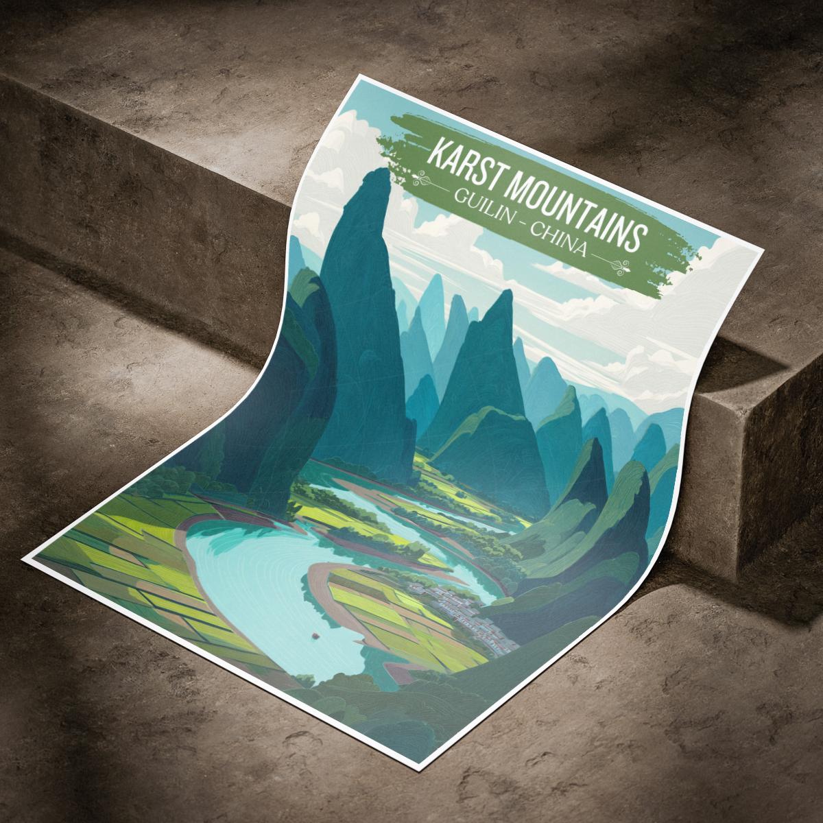 Karst Mountains - Guilin - China - Travel Wall Art Print - Art Print - Travel Art Poster