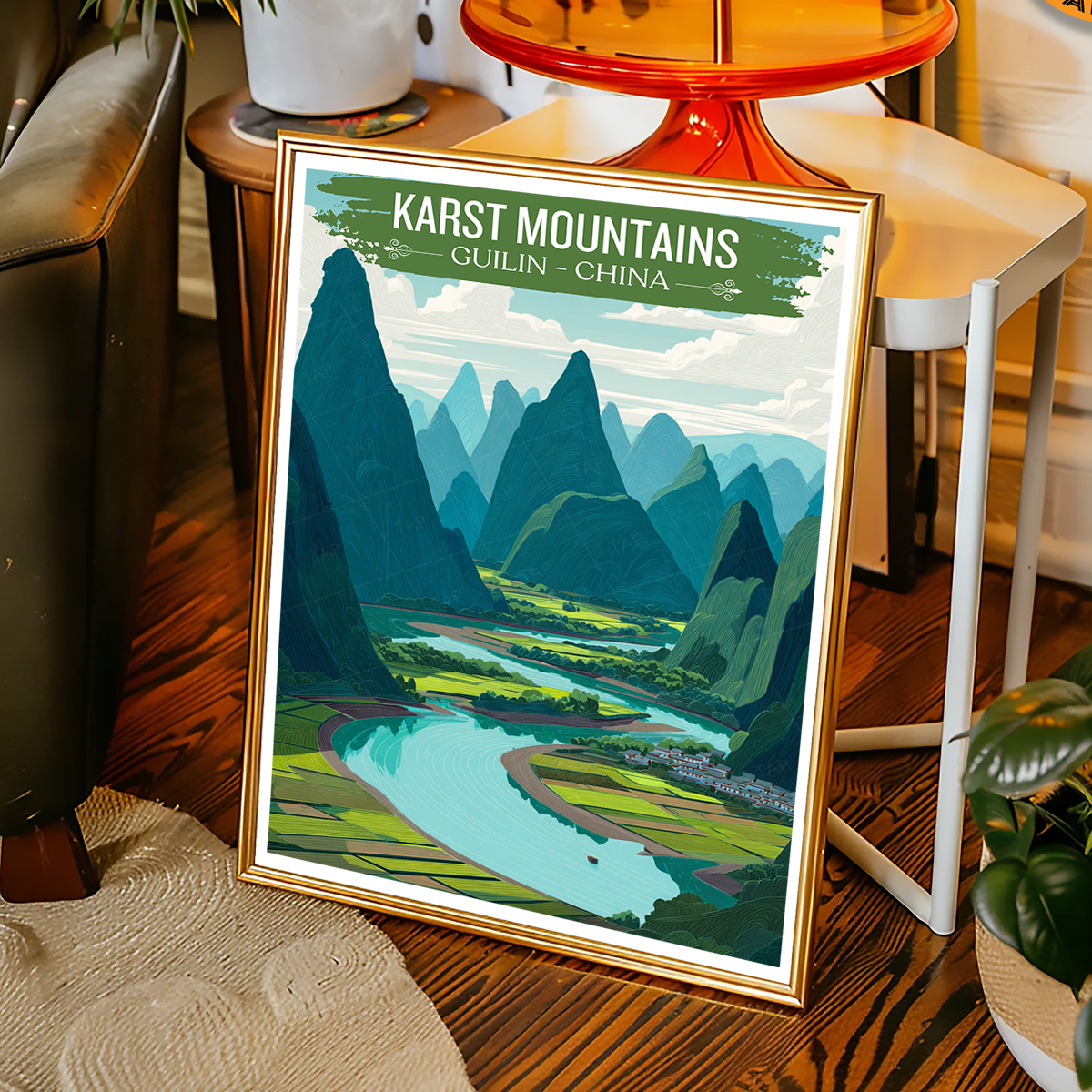 Karst Mountains - Guilin - China - Travel Wall Art Print - Art Print - Travel Art Poster