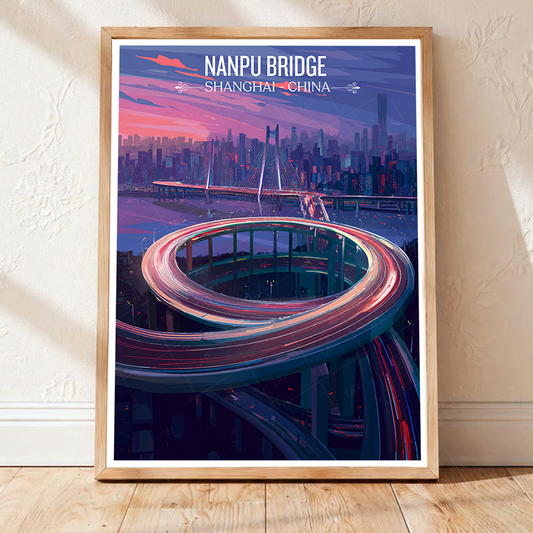 Nanpu Bridge - Shanghai - China - Travel Wall Art Print - Art Print - Travel Art Poster