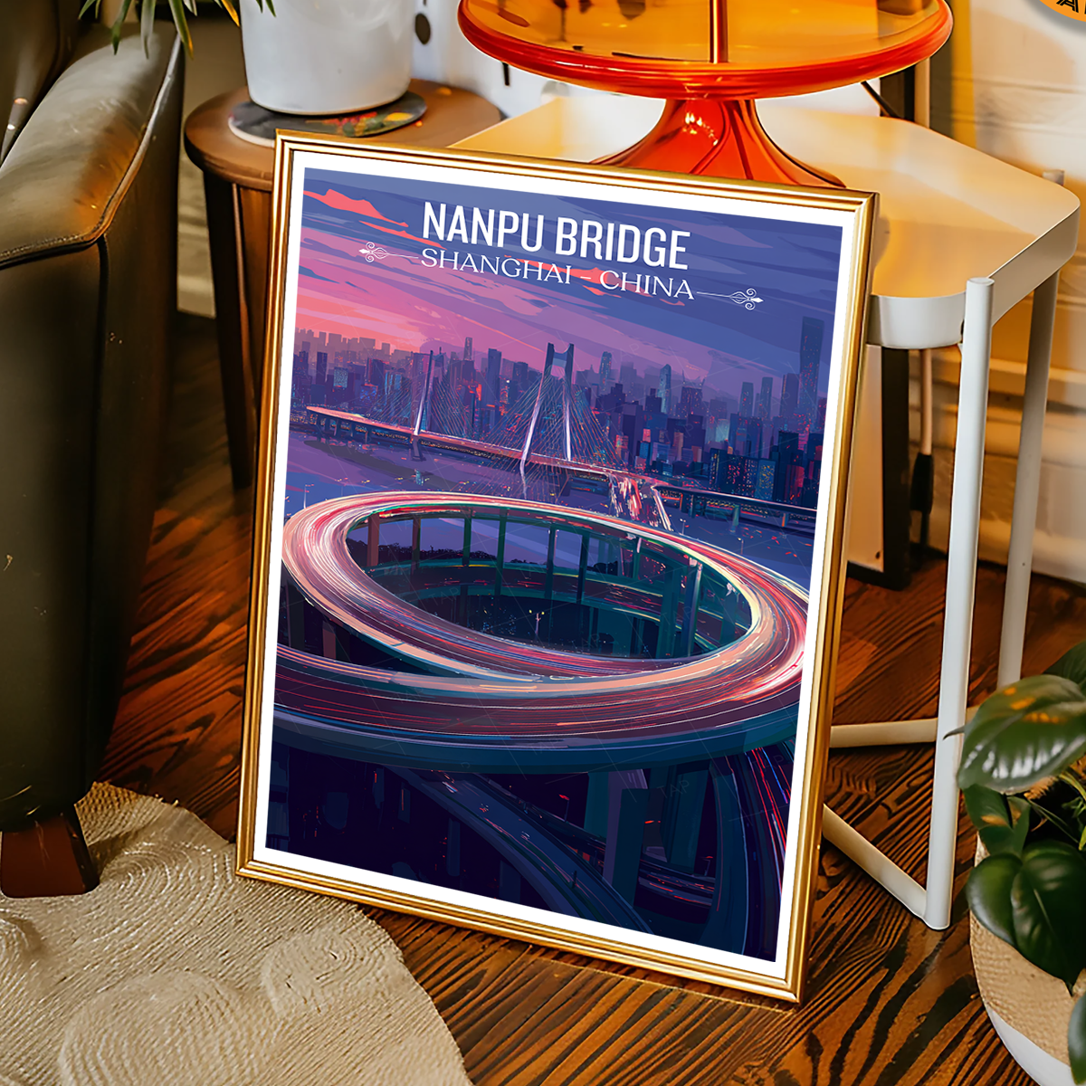 Nanpu Bridge - Shanghai - China - Travel Wall Art Print - Art Print - Travel Art Poster