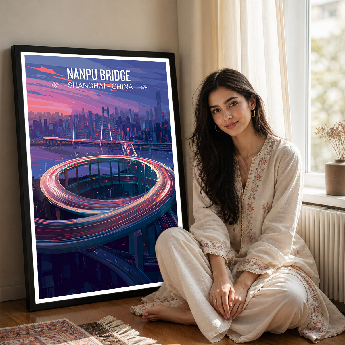 Nanpu Bridge - Shanghai - China - Travel Wall Art Print - Art Print - Travel Art Poster