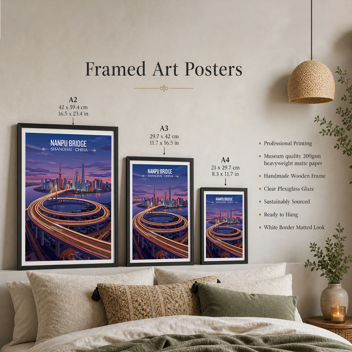 Nanpu Modern Bridge - Shanghai - China - Travel Wall Art Print - Art Print - Travel Art Poster