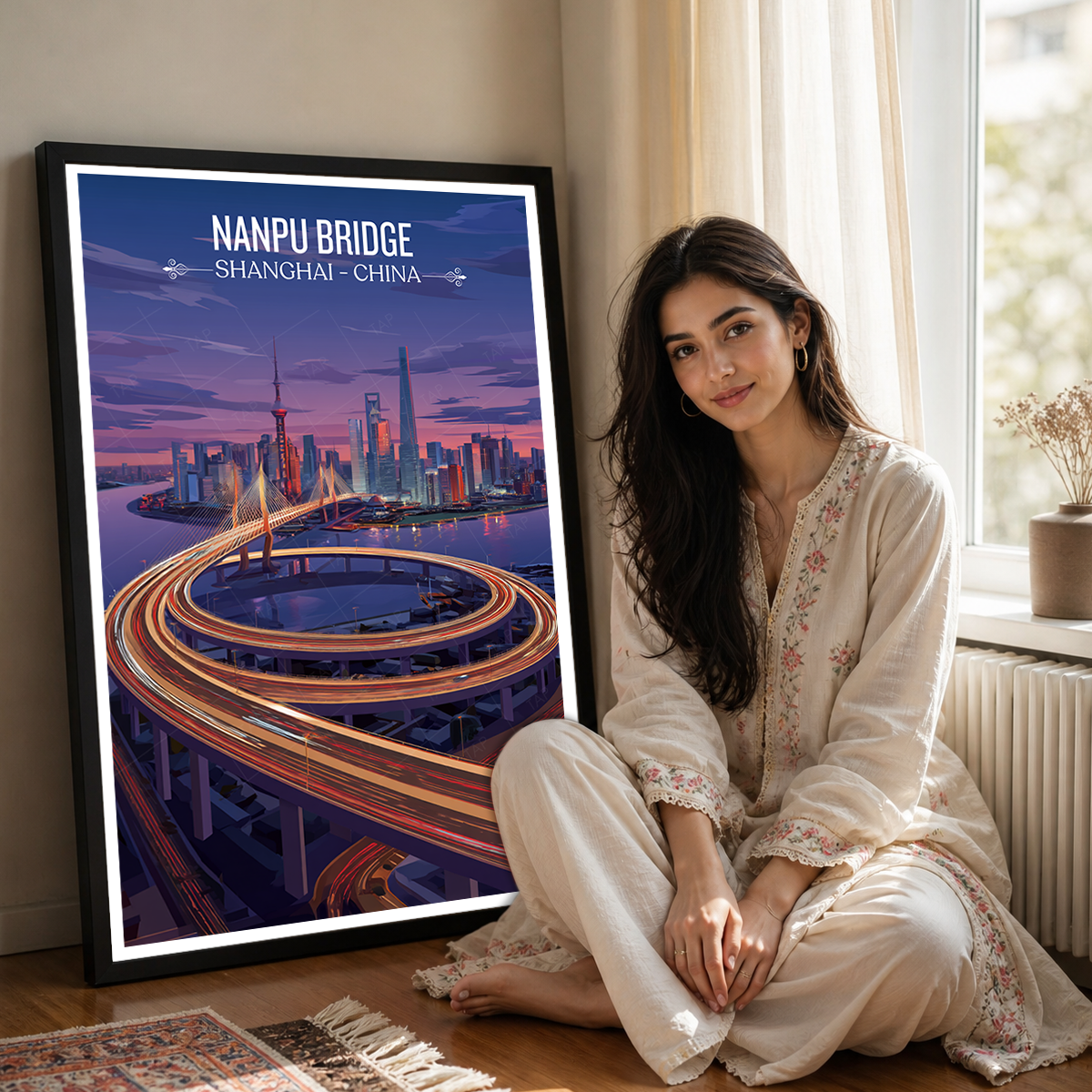 Nanpu Modern Bridge - Shanghai - China - Travel Wall Art Print - Art Print - Travel Art Poster
