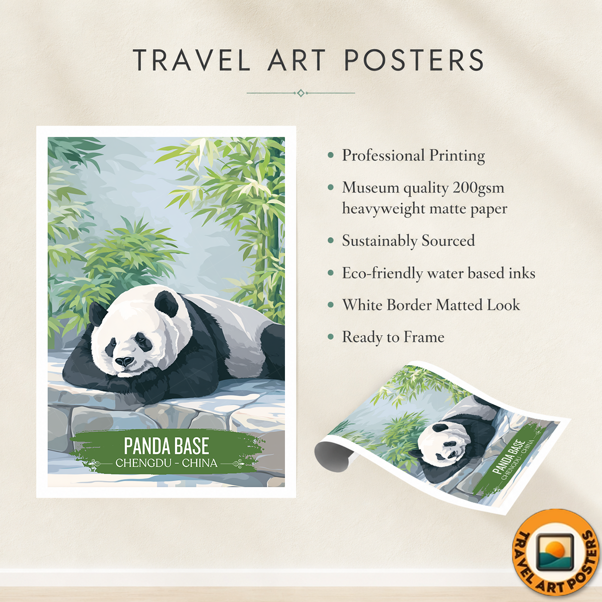 Panda Base - Chengdu - China - Travel Wall Art Print - Art Print - Travel Art Poster