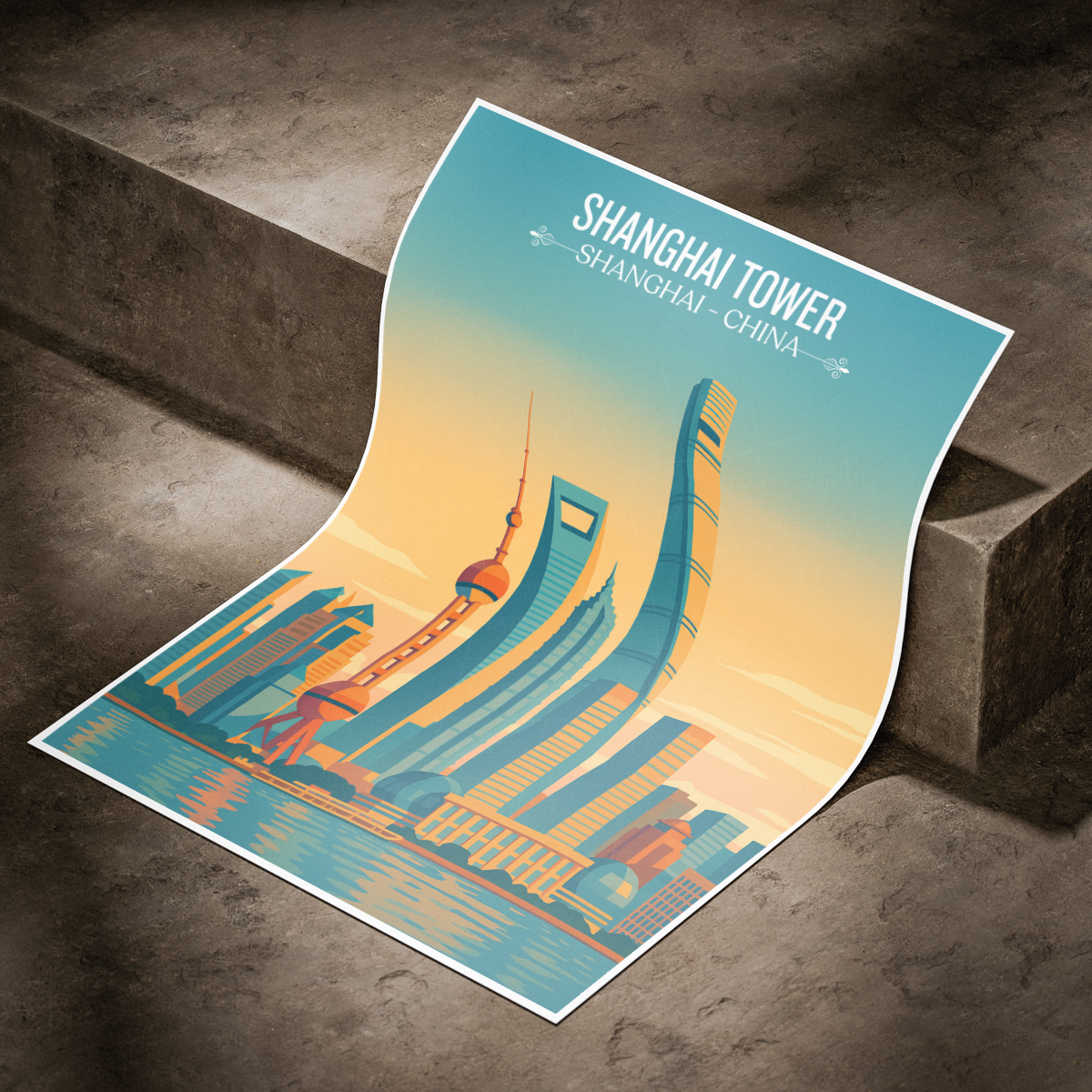 Shanghai Tower - China - Travel Wall Art Print Home Deco Poster