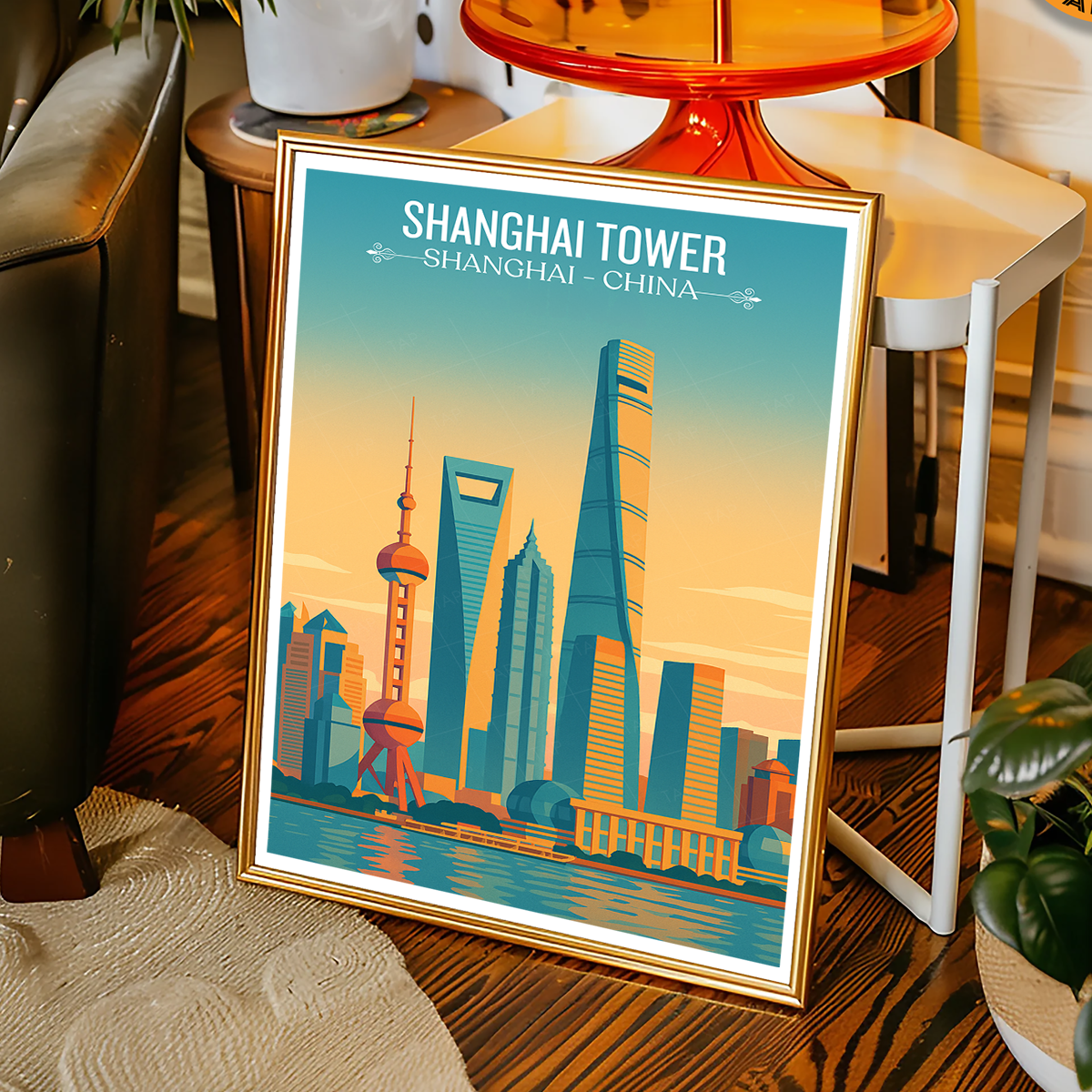 Shanghai Tower - China - Travel Wall Art Print Home Deco Poster