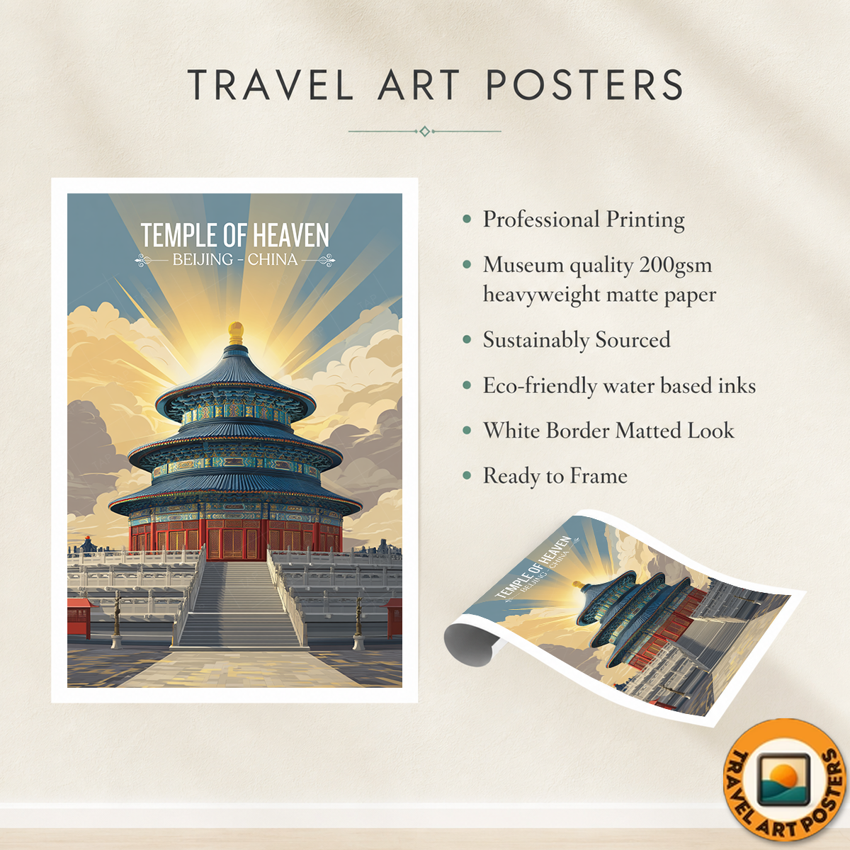 Temple of Heaven - China - Travel Wall Art Print Home Deco Poster