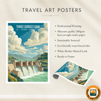 Three Gorges Dam - China - Travel Wall Art Print Home Deco Poster