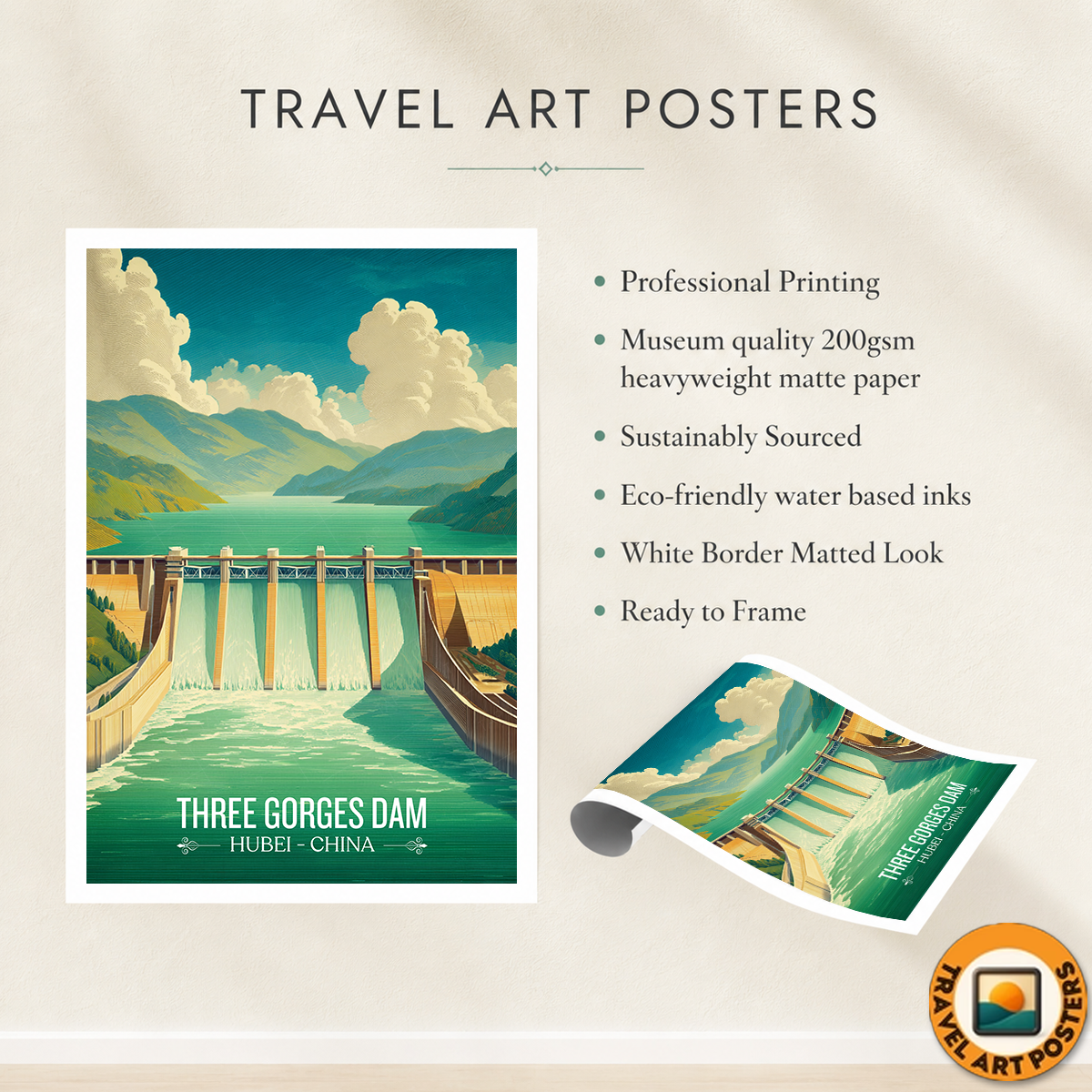 Three Gorges Dam - China - Travel Wall Art Print Home Deco Poster
