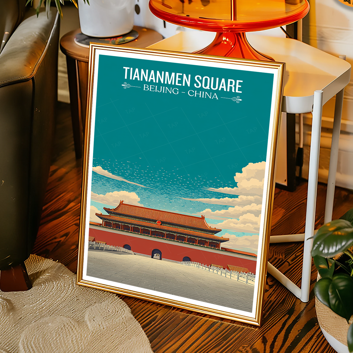 Tiananmen Square - China - Travel Wall Art Print Home Deco Poster