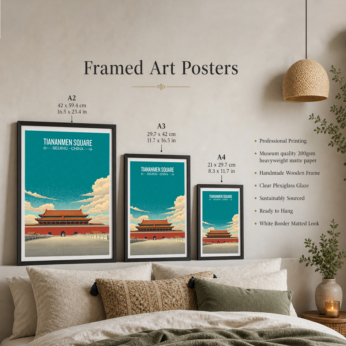 Tiananmen Square - China - Travel Wall Art Print Home Deco Poster