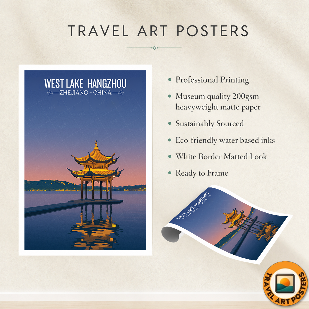 West Lake - China - Travel Wall Art Print Home Deco Poster