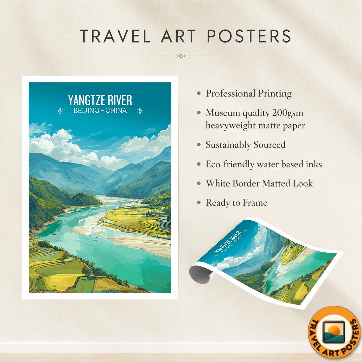 Yangtze River - China - Travel Wall Art Print Home Deco Poster