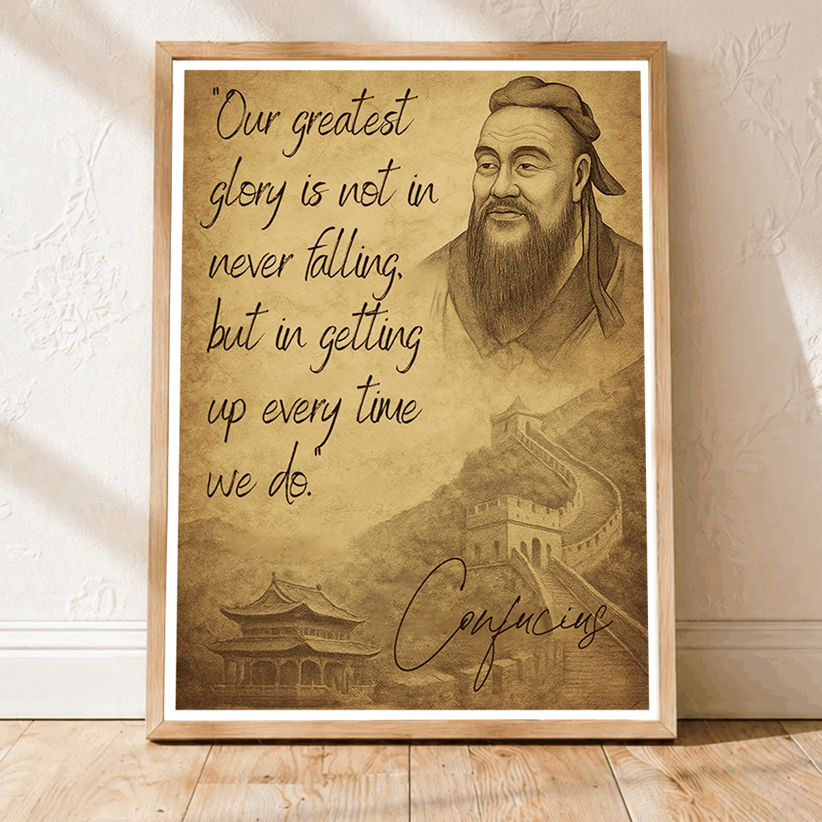 Confucius travel poster – artwork presentation view 1