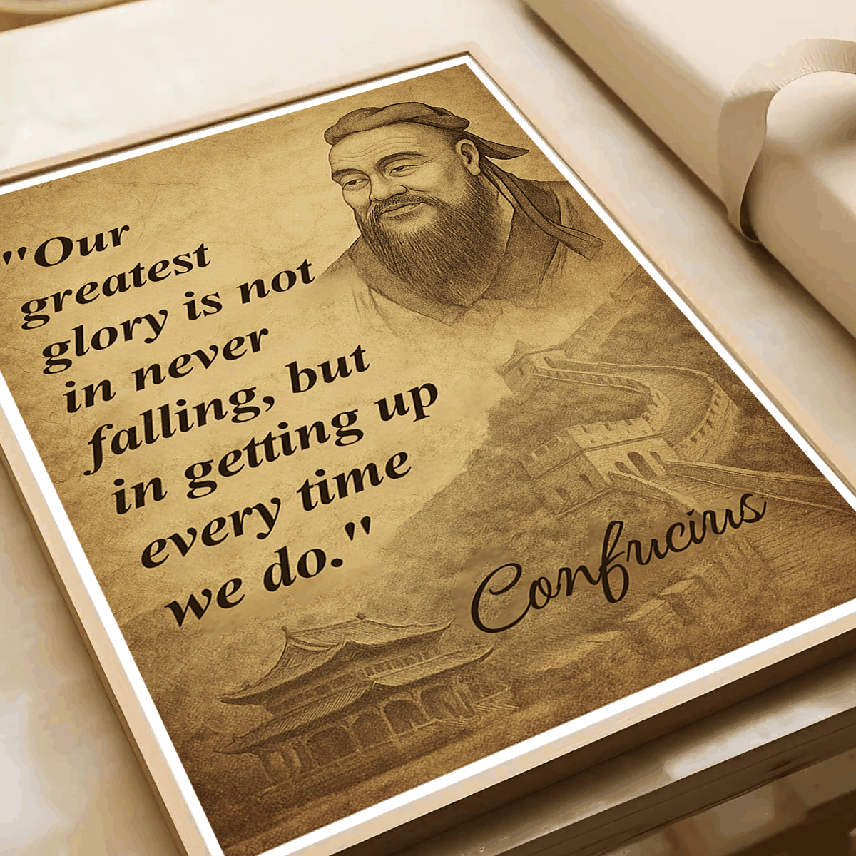 Confucius travel poster – artwork presentation view 9