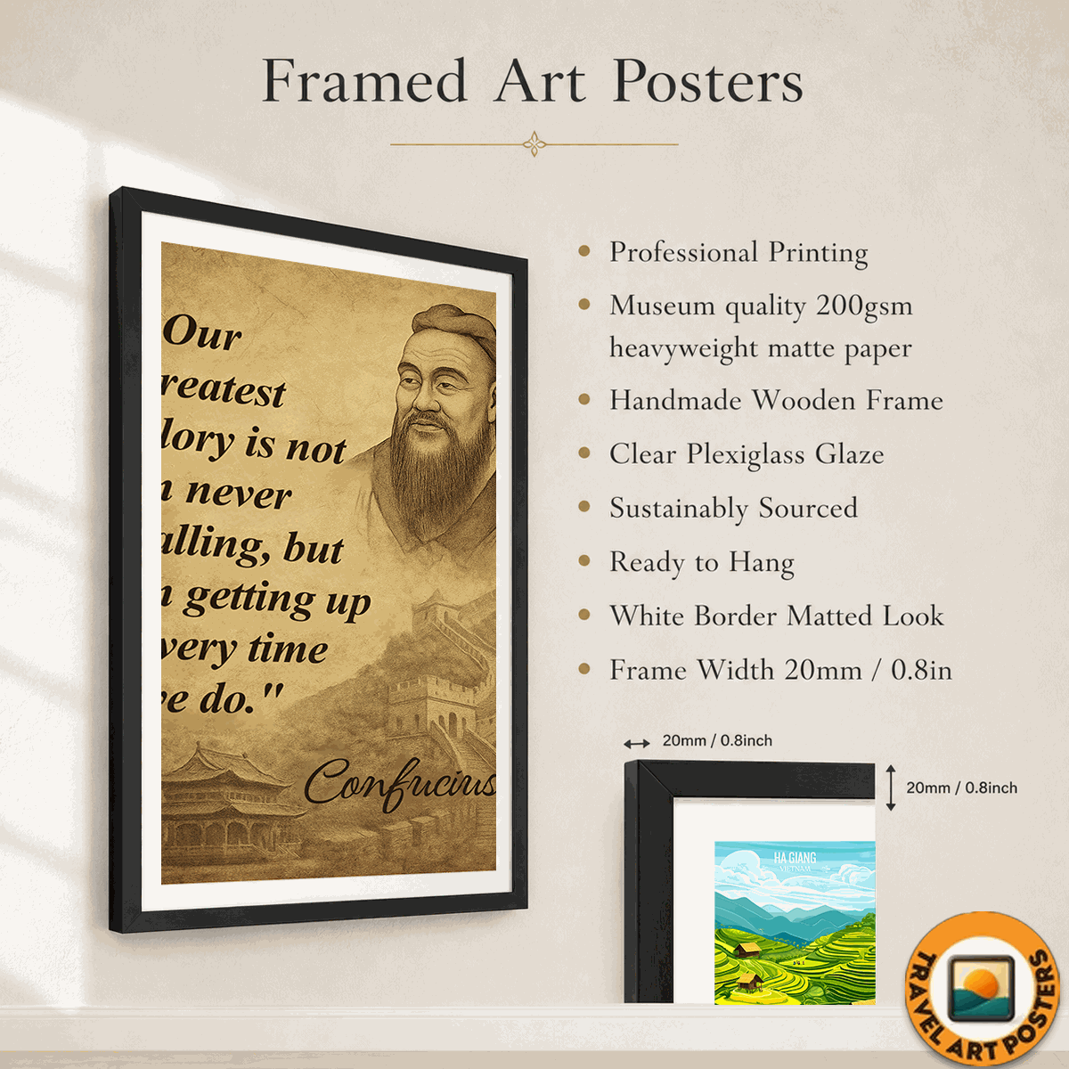 Confucius travel poster – artwork presentation view 11