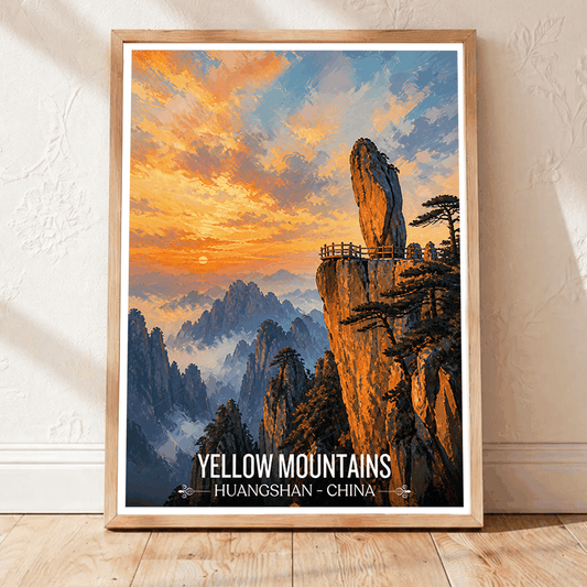 Yellow Mountains travel poster – artwork presentation view 1