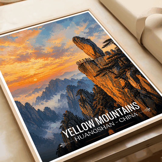 Yellow Mountains travel poster – artwork presentation view 2