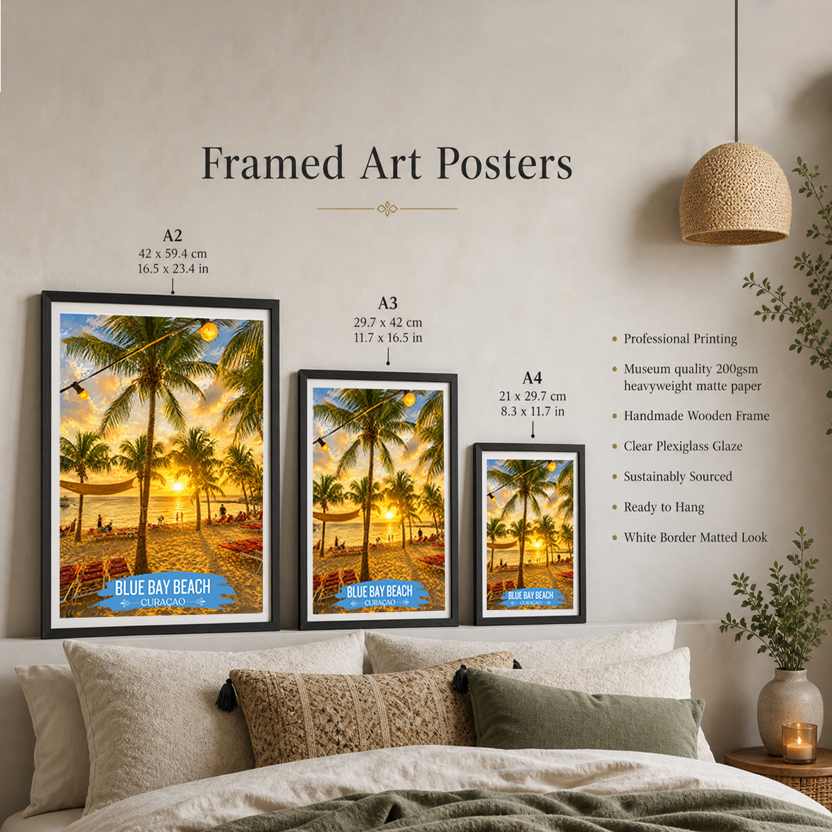 Blue Bay - Curaçao -  Travel Wall Art Deco Poster Print