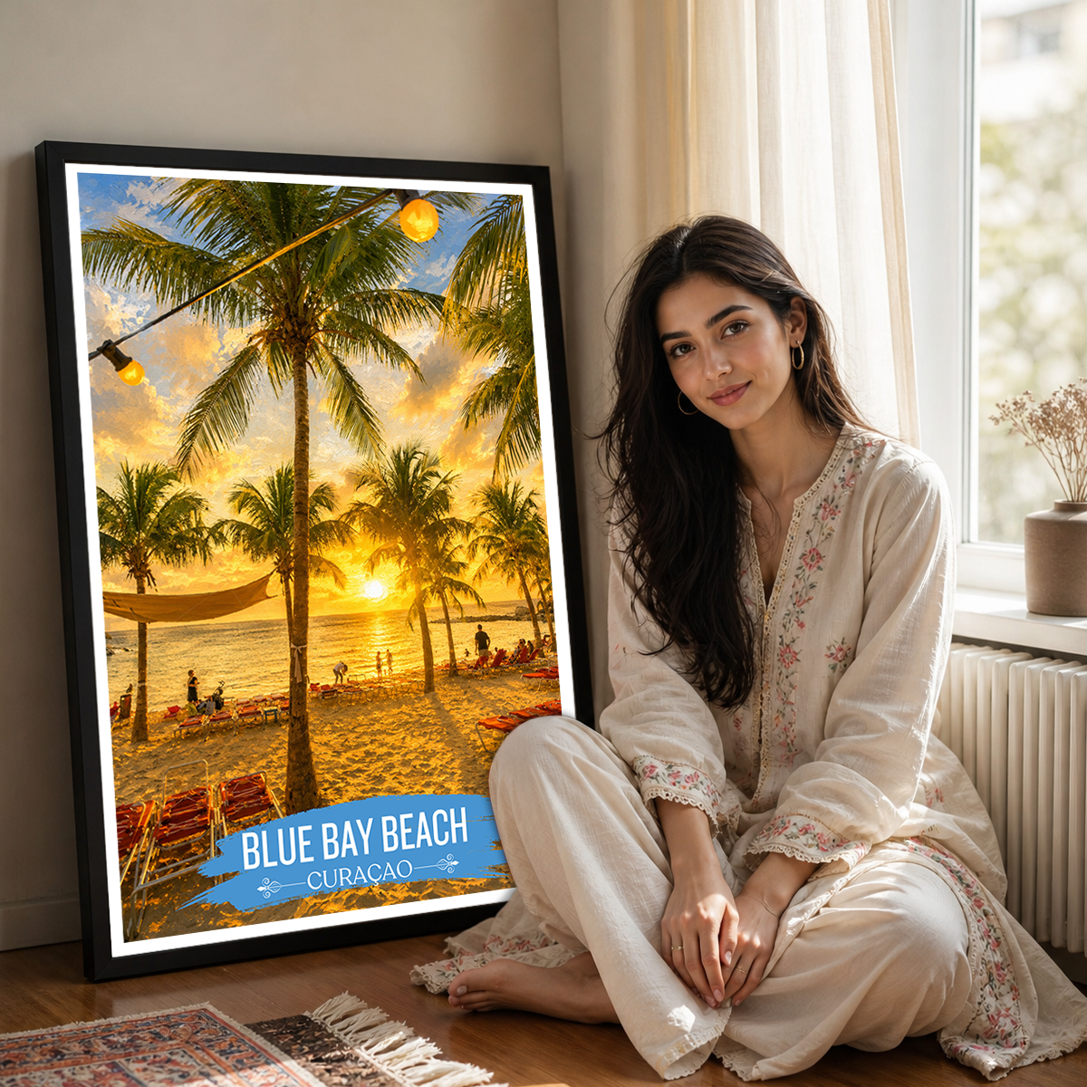 Blue Bay - Curaçao -  Travel Wall Art Deco Poster Print